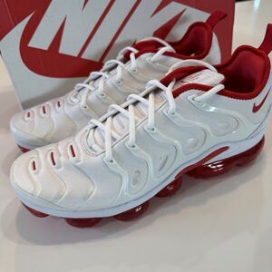 Size 11.5 - Nike Air VaporMax Plus White University Red Brand new In box